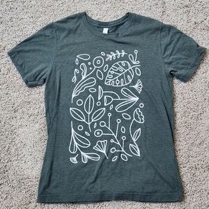 Black and White Plant Pattern Athletic Unisex Cotton Tee Color Forest Size M